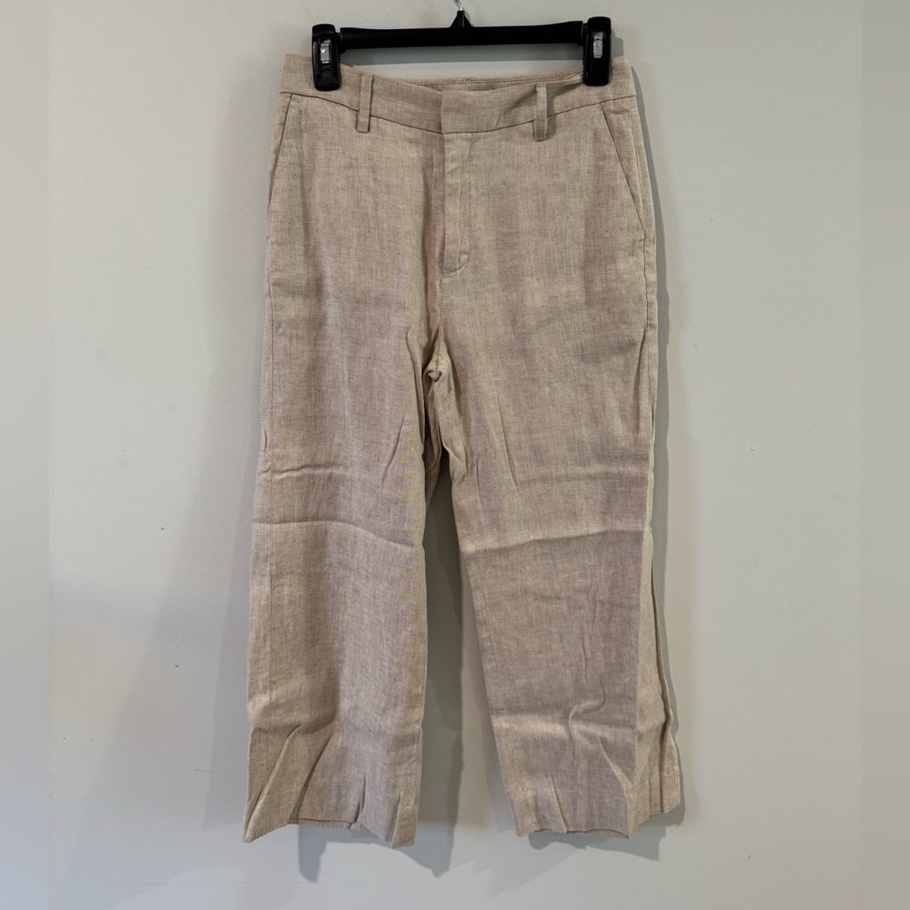 Banana Republic Cropped Light Tan Wide Leg Pants